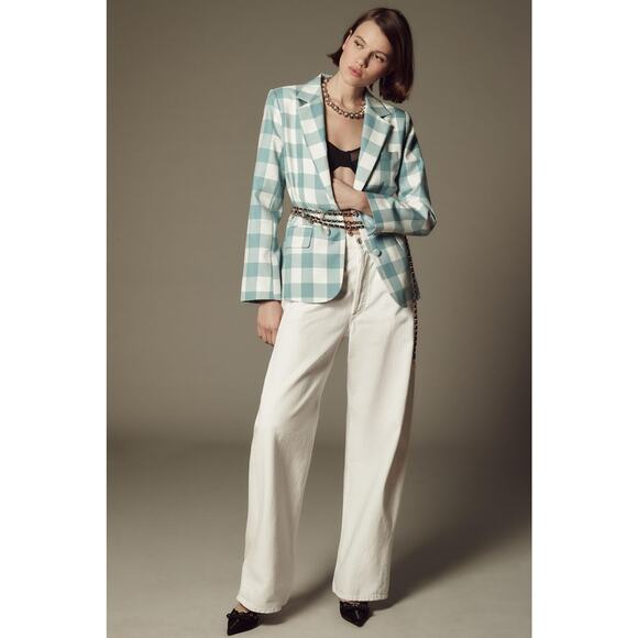 Anthropologie Maeve Gingham Blazer - New Large - Picture 1 of 7